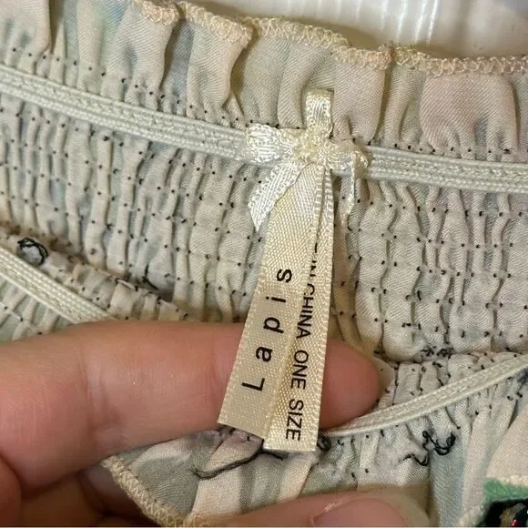 Y2K Lapis Multicolor Floral Burnout Embroidered Strapless Maxi Dress Bohemian - Picture 7 of 8